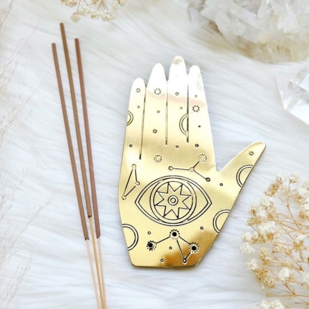 NEW Goddess Provisions Healing Hand Incense Holder Brass Spiritual Decor Gift